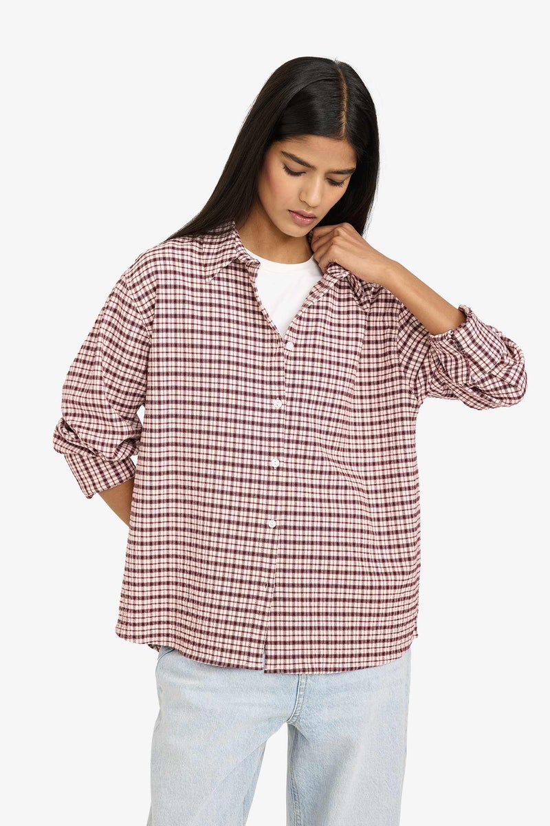 ديفاكتو قميص كاروهات كم طويل اوفر سايز - Image 3